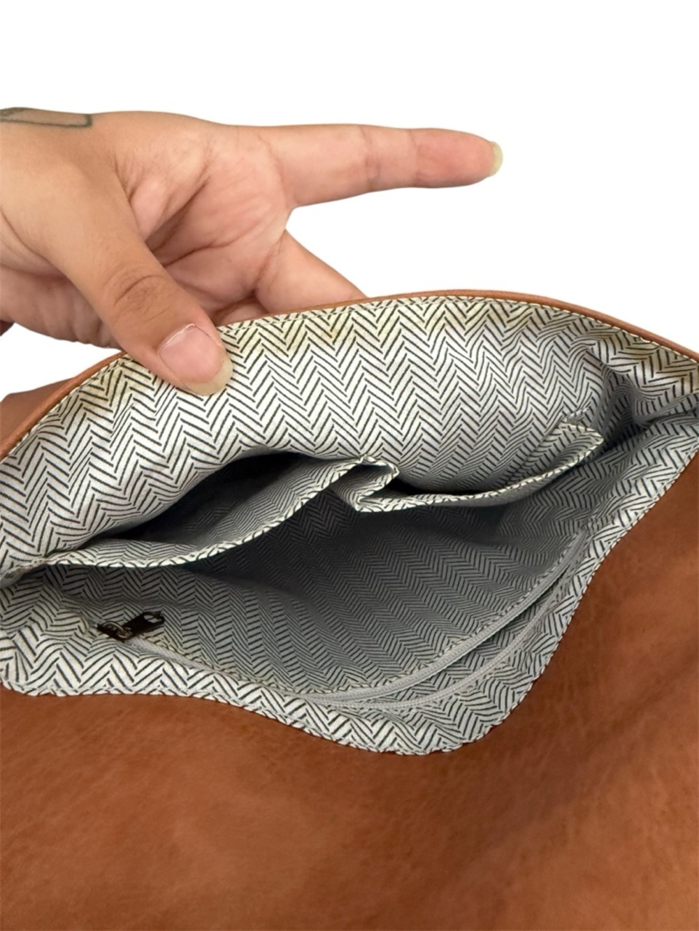 Classic Brown Leatherette Backpack Tote - Women's Bag - Picture 6 of 7